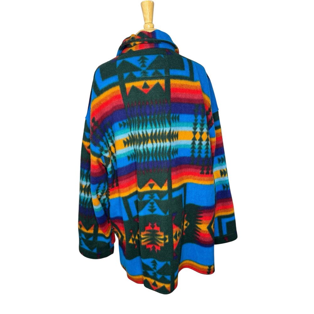 Vintage 90s Southwestern Colorful Fleece Jacket Size 2XL Mens Full Zip NY10018 - Picture 3 of 9